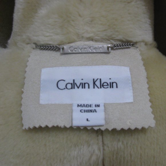 ***SOLD***  Calvin Klein Ultra Soft Faux Shearling Coat sz L Cream Beige - Picture 12 of 14